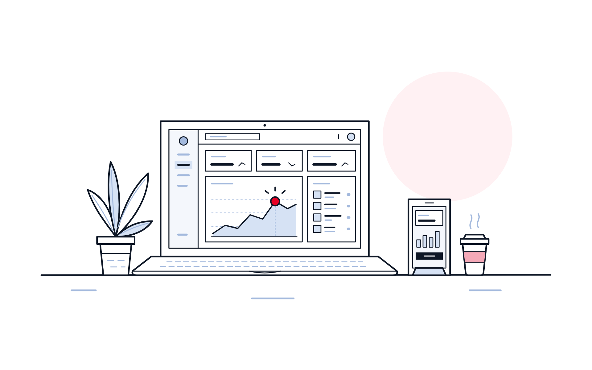 Illustration of the Ospyr dashboard on a laptop and phone
